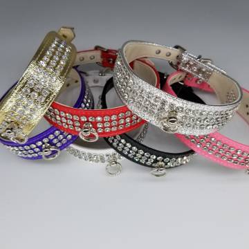 3-Row Rhinestone Collar W/Ring
